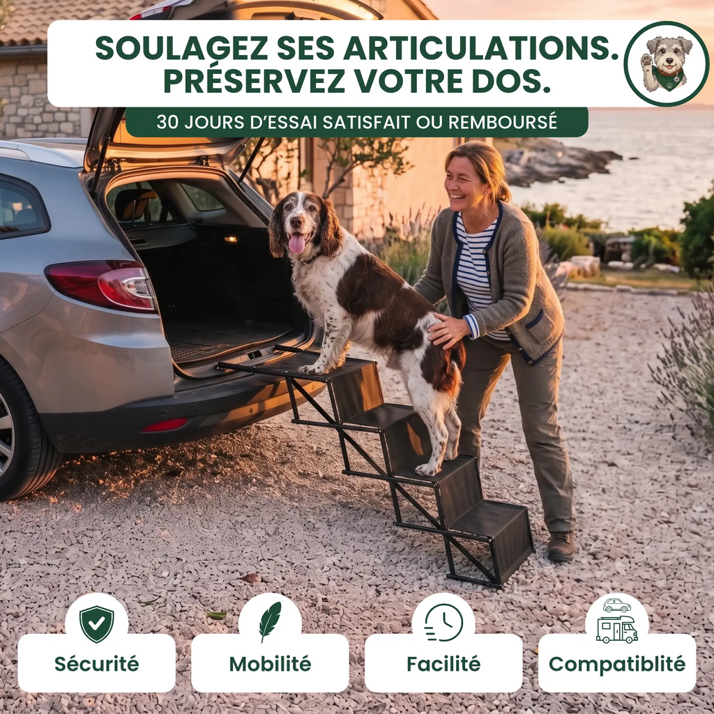 Escalier Pliable d'accès Voiture pour Chien