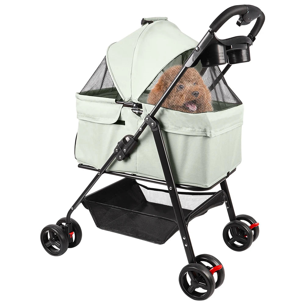 Poussette 3-en-1 Pliable pour Chien avec Panier Détachable - Pattoune Senior™