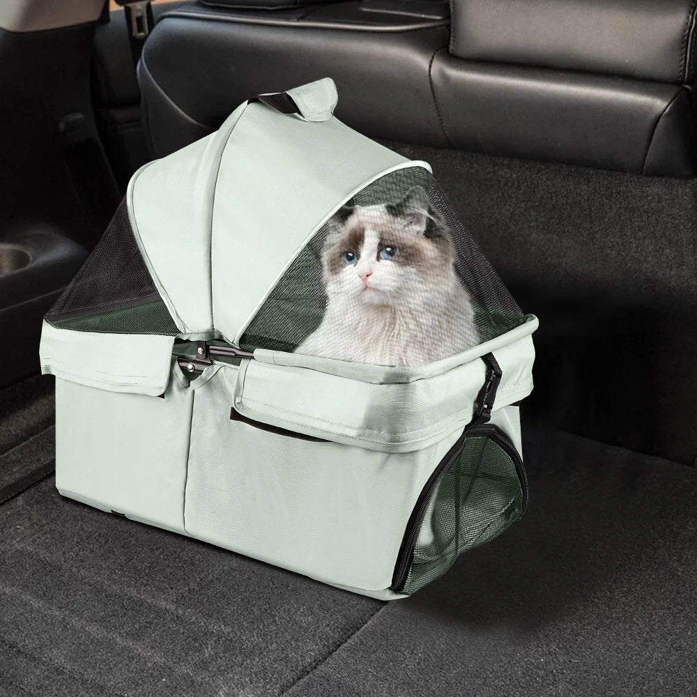 Poussette 3-en-1 Pliable pour Chien avec Panier Détachable - Pattoune Senior™