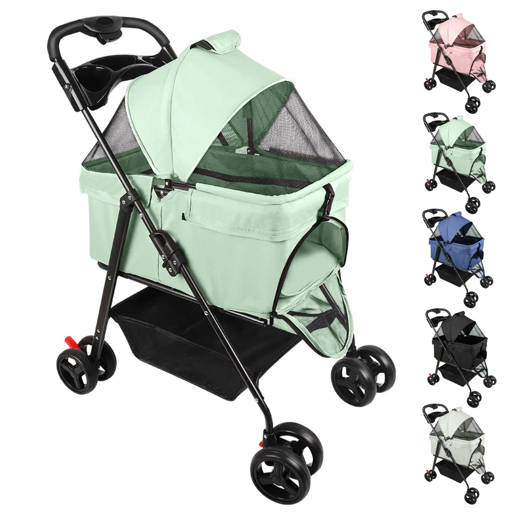 Poussette 3-en-1 Pliable pour Chien avec Panier Détachable - Pattoune Senior™