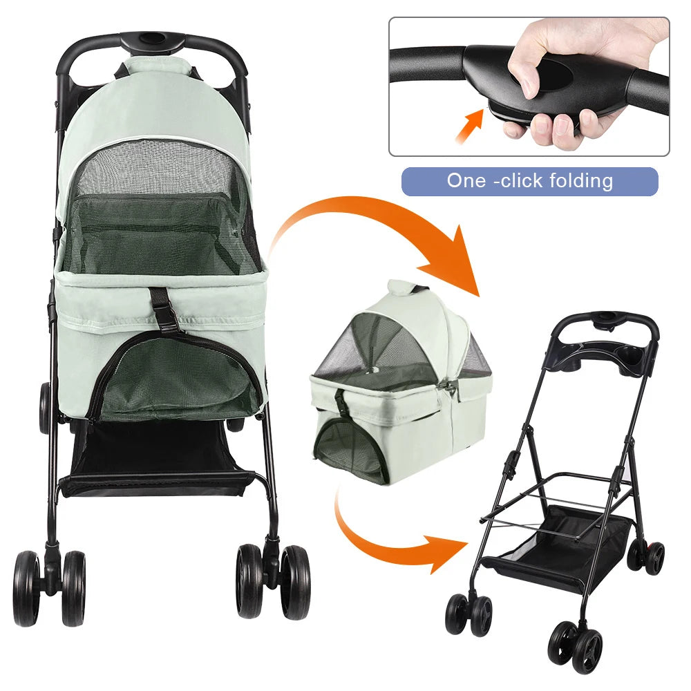 Poussette 3-en-1 Pliable pour Chien avec Panier Détachable - Pattoune Senior™